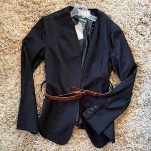 Black Blazer With Brown Belt Closure - NWT